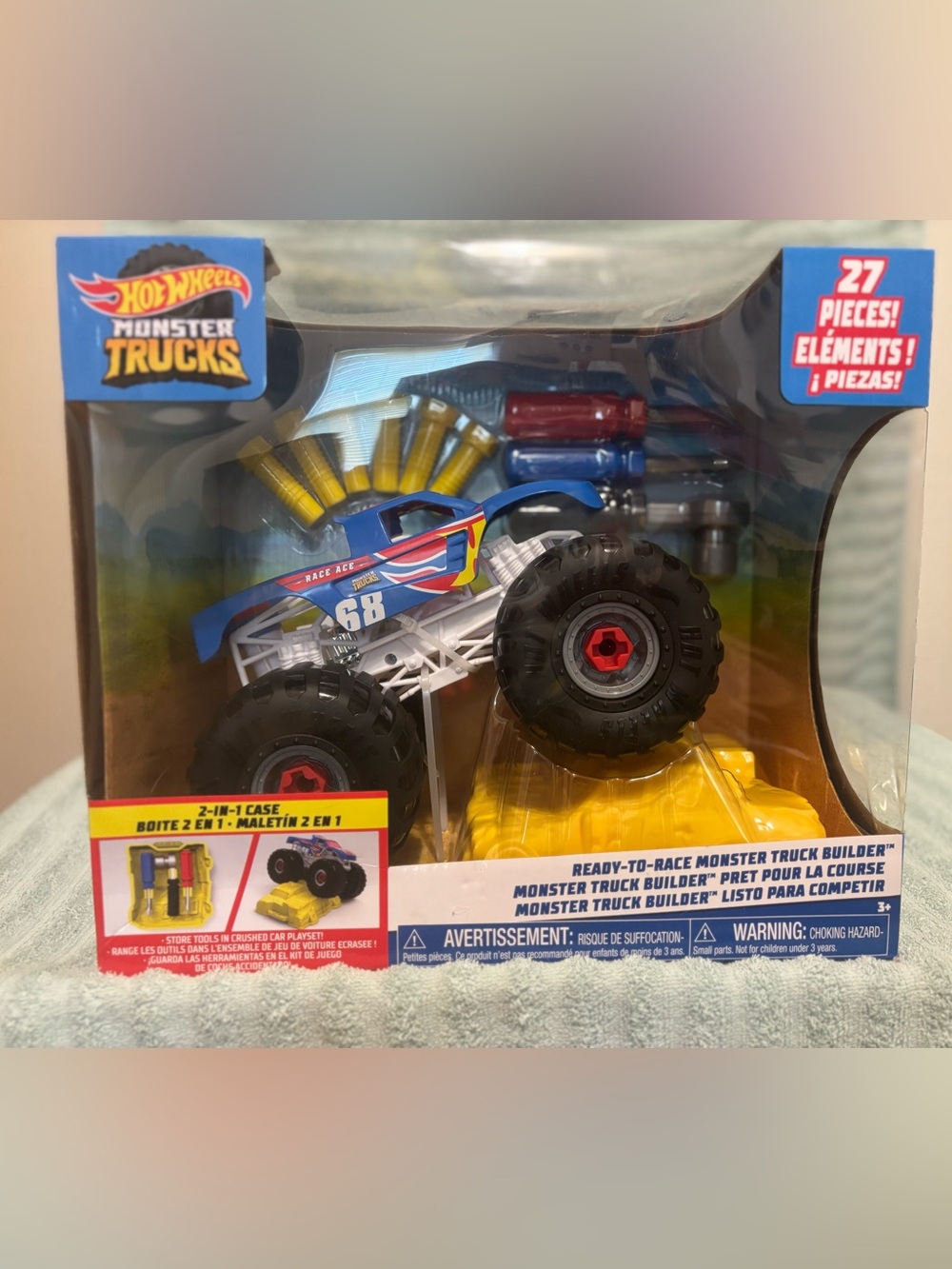 Ready to Race Hot Wheels Monster Truck Builder - Blue and Yellow NEW
